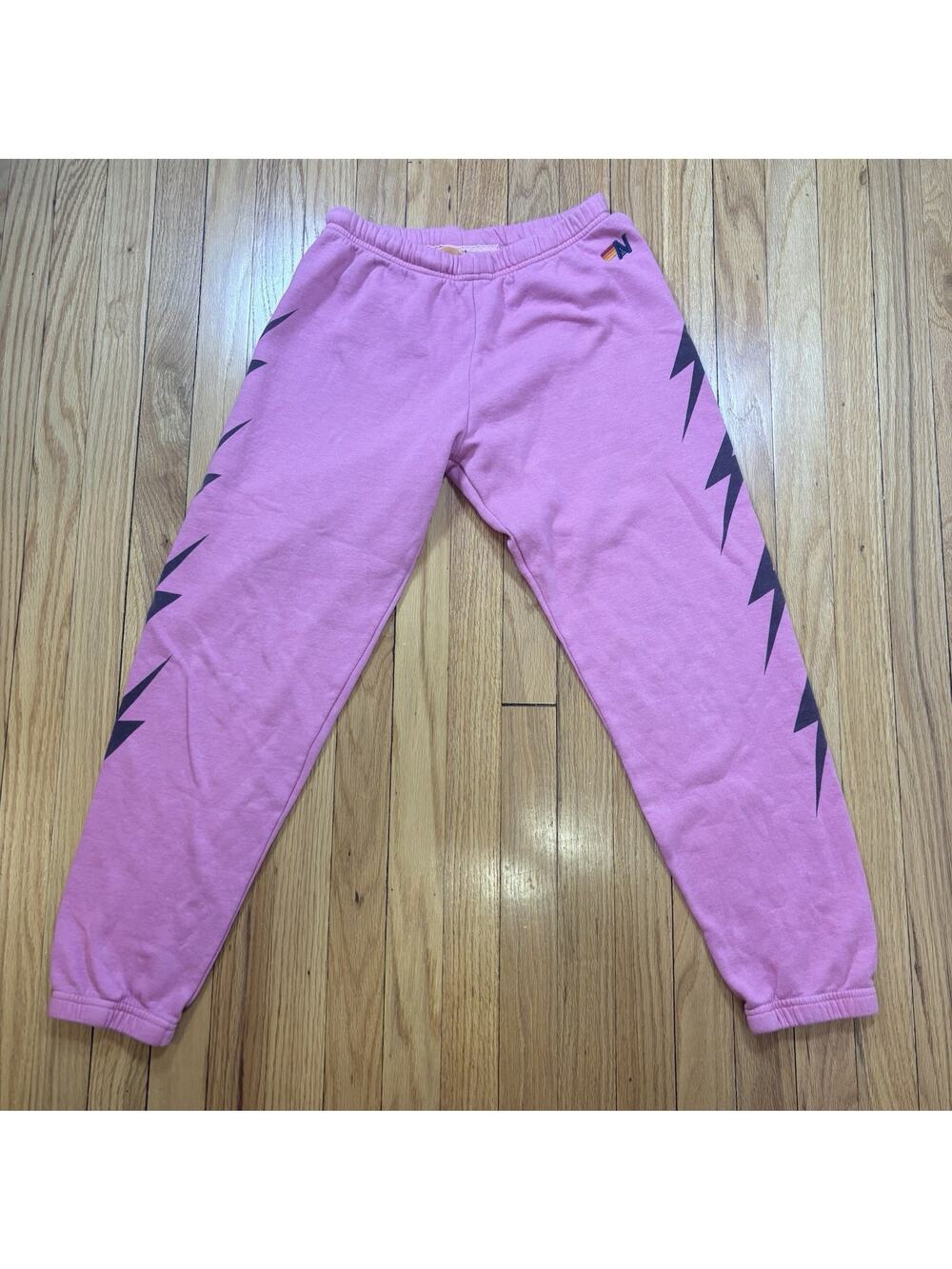 Aviator Nation Lightning Bolt Design Pink Sweatpants Women’s Size Medium